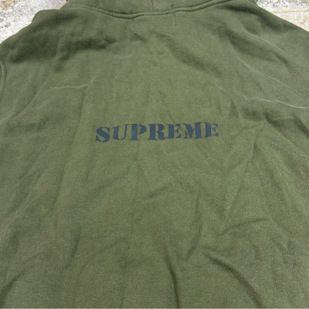 Supreme X Stone Island Olive Green Hoodie Sweater Mens Medium - Picture 9 of 14